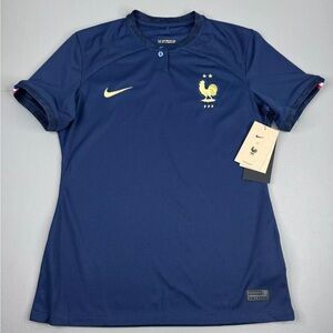 Nike Dri-FIT France Stadium Home Soccer Jersey Womens  Slim Fit New